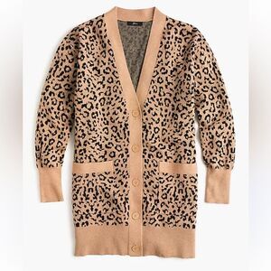 J.Crew V-neck cardigan sweater in leopard jacquard